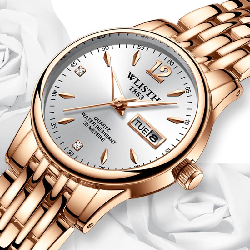 

Wristwatches WLISTH Simple Small Fresh Female Watch Casual Quartz Waterproof Luminous Women's Trend Date Week Relogio Feminino, Silver