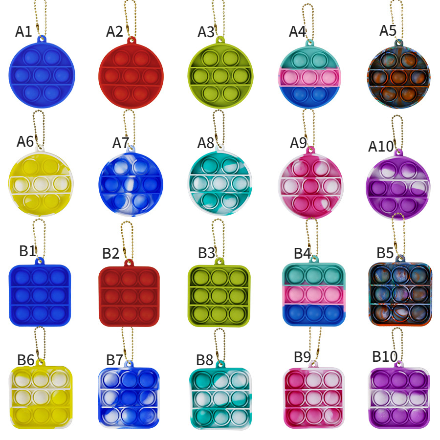 Bubble Sensory Simple Dimple Mini Pop It Fidget Toys Keychain Straps