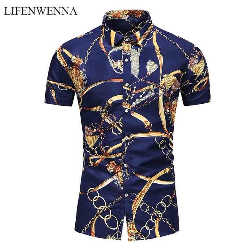 

5XL 6XL 7XL Shirt Men Summer Fashion Personality Printed Short Sleeve Shirts Men Casual Plus Size Beach Hawaiian Shirt 210708, 9010