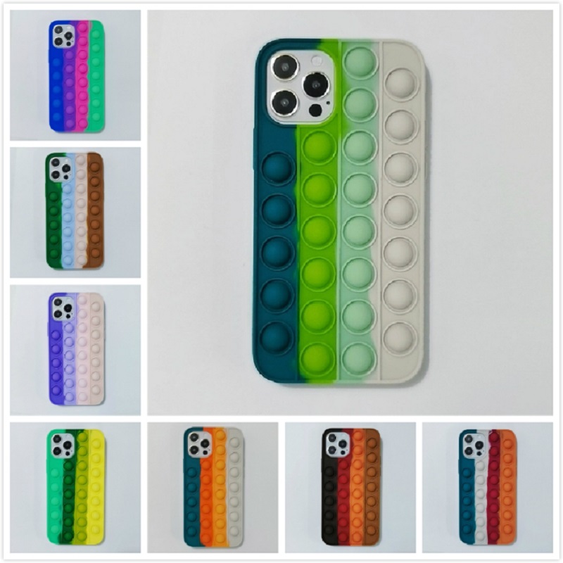 

Pop It Phone Case Fidget Toys for IPhone 12 11 Pro XR XS Max P40 Relief Stress Anxiety Silicone Cover