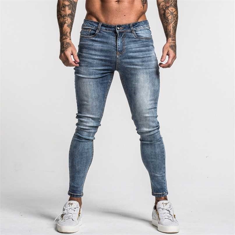

Gingtto Men's Skinny Jeans Faded Blue Middle Waist Classic Hip Hop Stretch Pants Cotton Comfortable Drop Supply zm 211108, Grey