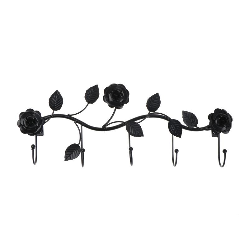 

Hangers & Racks Arrival Elegance Metal Over Door Kitchen Bathroom Coat Holder With Nails Wall Hanger Hooks Rose Leaves