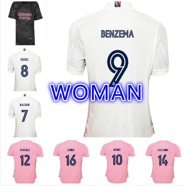 

2021 Real Madrid Women Jerseys female woman camiseta home away maillot #7 HAZARD 20 21 girl football shirt Soccer Uniforms kids set, Purple