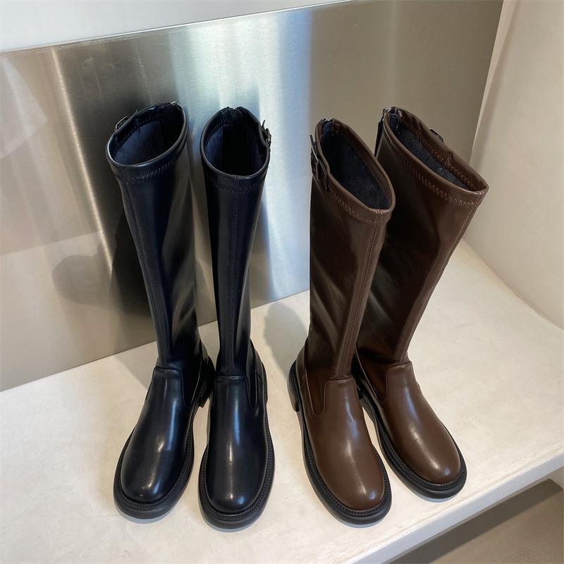 

Boots Women's Autumn Female Shoes Round Toe Zipper Boots-Women Winter Footwear Sexy Thigh High Heels Ladies Rubber 202