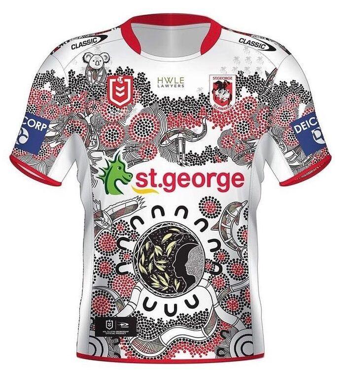 

2021 St George Illawarra Dragons Indigenous Rugby Jersey ST GEORGE ILLAWARRA DRAGONS HOME JERSEY size S-XL-5XL, Black