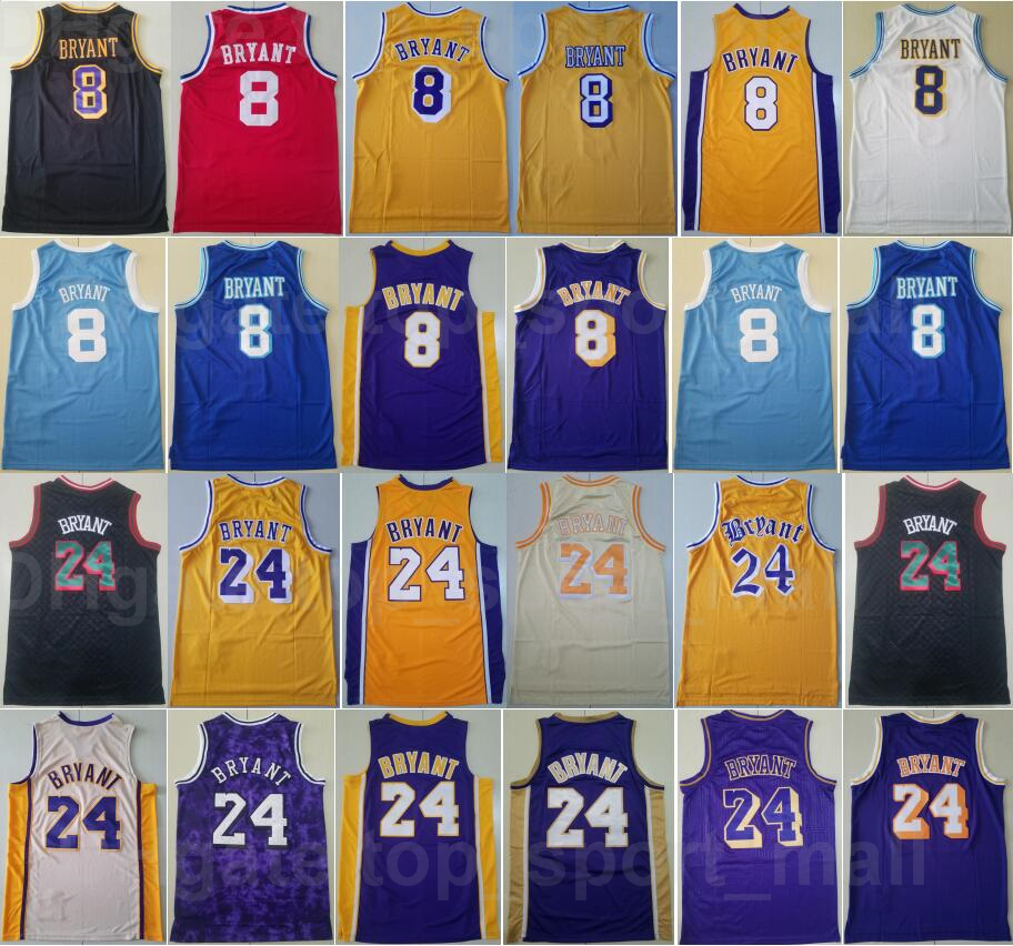 

Men Basketball Vintage Bryant Mitchell Ness Jersey 8 All Stitched Retro Yellow Purple White Black Blue Red Beige Team Color For Sport Fans Breathable Pure Cotton, 8 purple