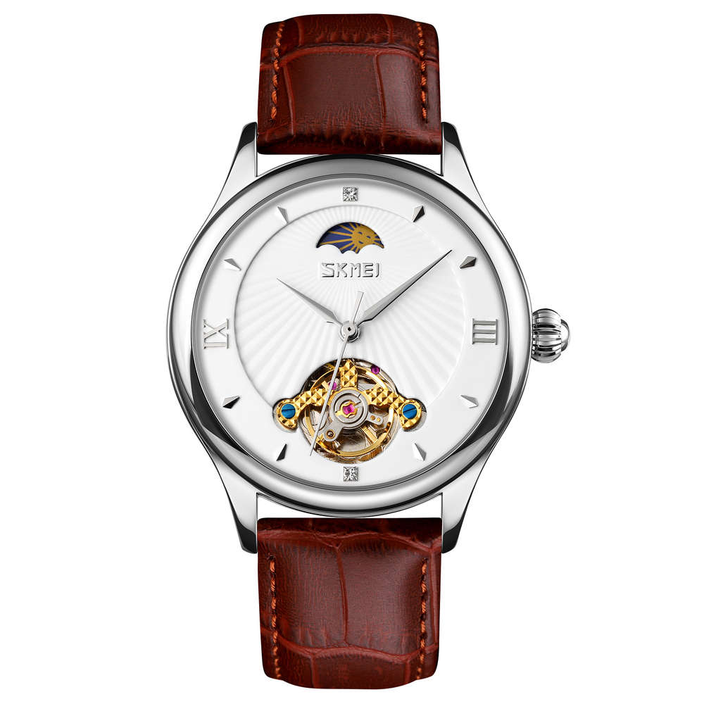 

SKMEI 9251 Moon Phase leather wrist automatic watch mechanical for men, Box-2
