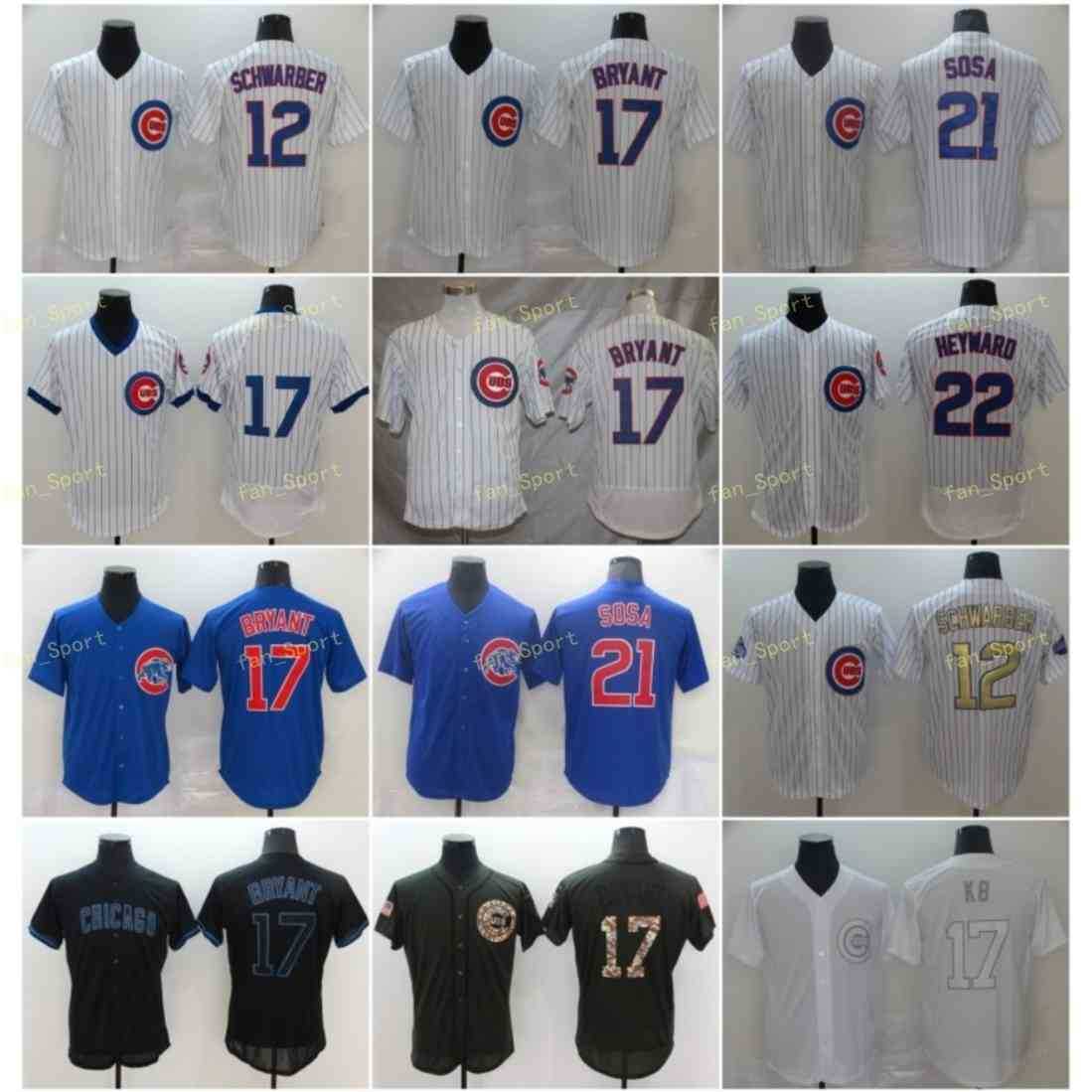 

Mens 12 Kyle Schwarber Baseball Jerseys 21 Sammy Sosa 17 Kris Bryant 22 Jason Heyward Stitched Flexbase Cool Base White Blue, Blue;black