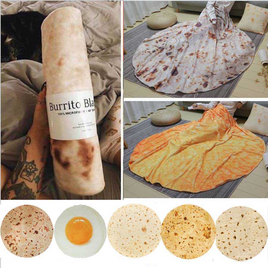 WOSTAR Soft warm flannel burrito blanket 200Gsm round shape throw coral fleece tortilla nap wrap travel egg blankets-image-727240719