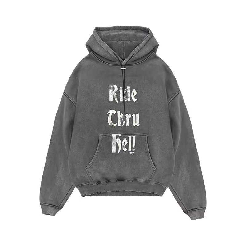 

2021ss Rep Hoodie Men Women 1:1 High Quality Black Friday Pullovers Washed Vintage Thick Fabric Sweatshirts H0828, Gray