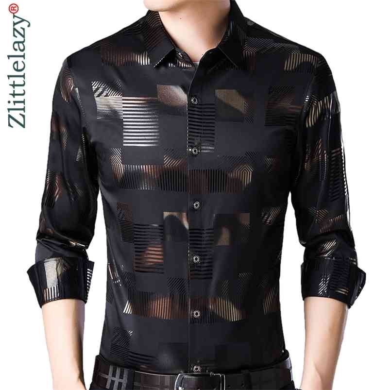 

Brand Casual Spring Luxury Plaid Long Sleeve Slim Fit Men Shirt Streetwear Social Dress Shirts Mens Fashions Jersey 2306 210721, Purple