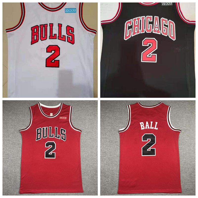 

basketball Jersey ChicagoBulls2 Lonzo Ball embroider jerseys., Black;red