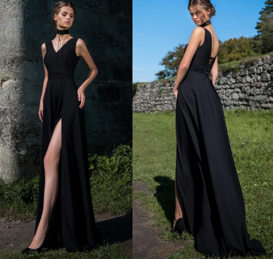 

Sexy Black Slit Evening Party Dress 2021 Sleeveless V-Neck Soft Satin Long Prom Formal Gown Arabic Dubai Celebrity Wear Robe De Soiree Vestidos Fiesta, Yellow