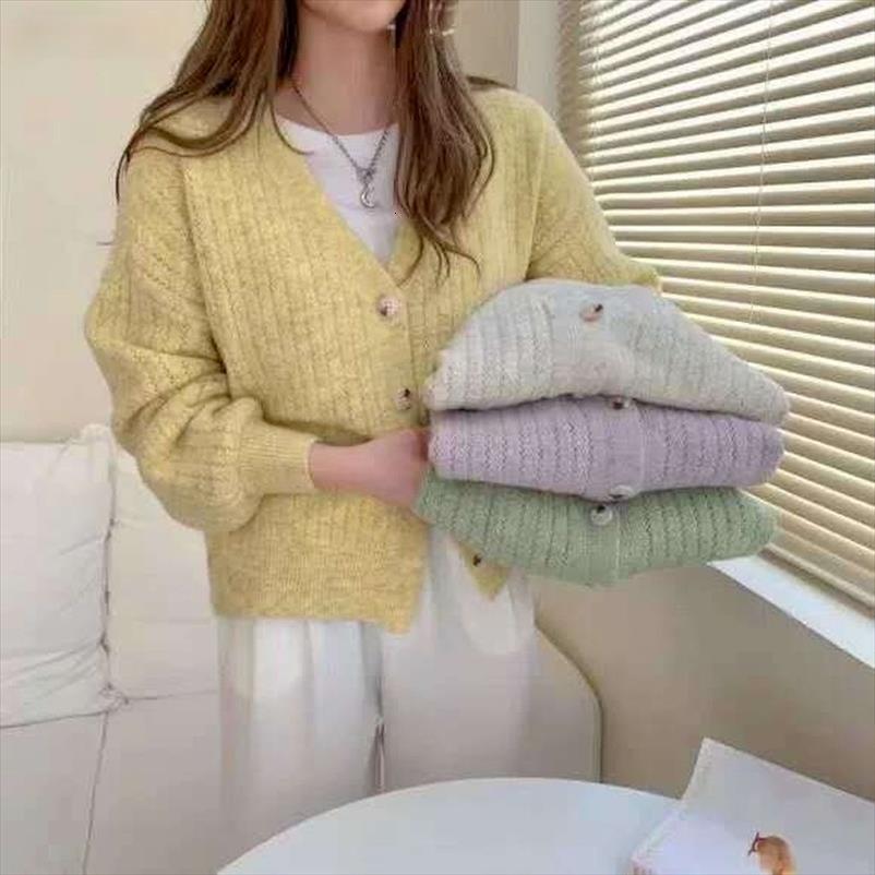 

Cardigan Women Solid Color Sweater Simple All Match Soft V Neck Basic Long Sleeve Sweet Girls Preppy Style Vintage Clothing, White;black