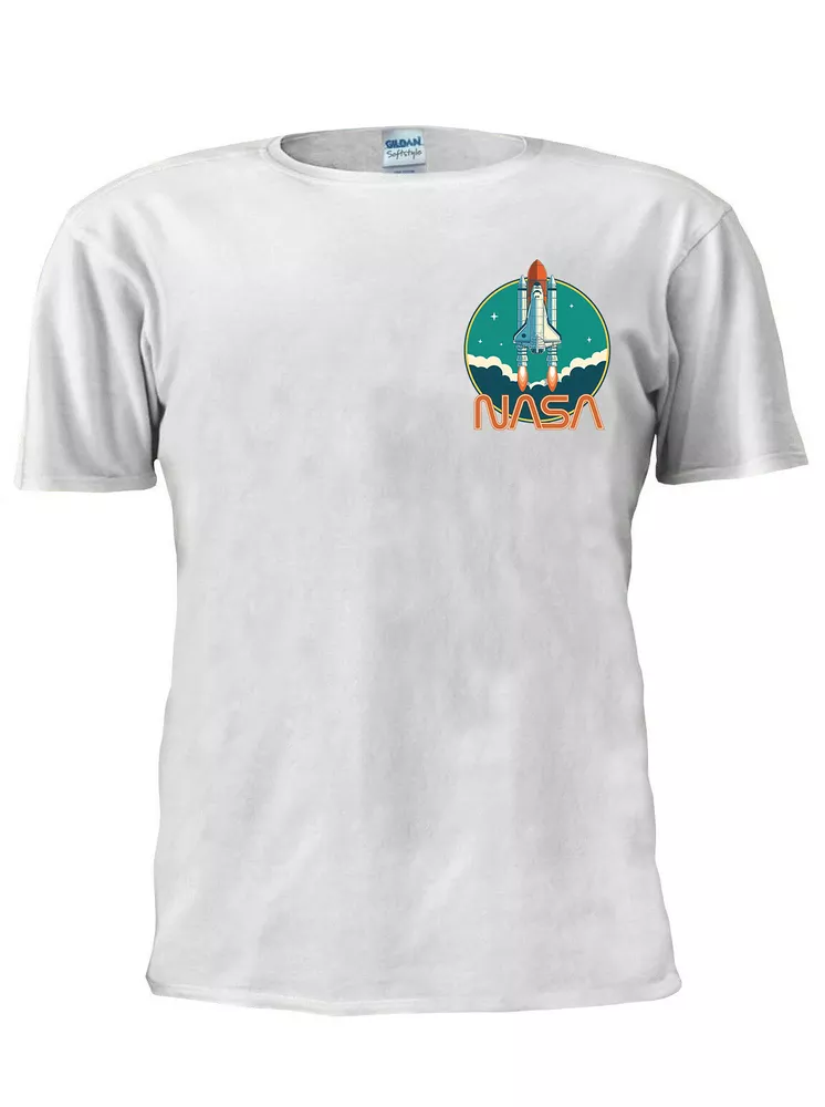 

nasa t shirt centre logo space astronauut geek nerd star men women m656, White;black