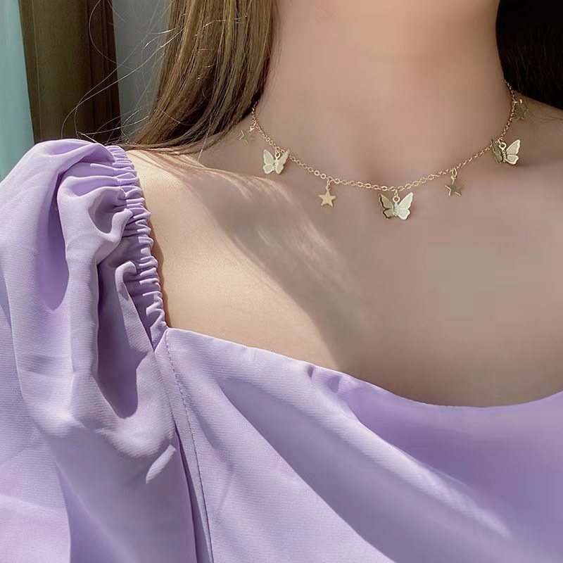 

Sequin Star Butterfly Necklace Fresh Wind Romantic Chain Necklace