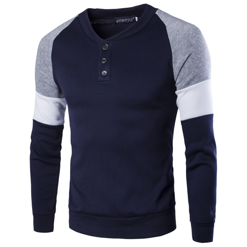 

New men's fit fitting splicing pullover in autumn and winter of 2019, Black