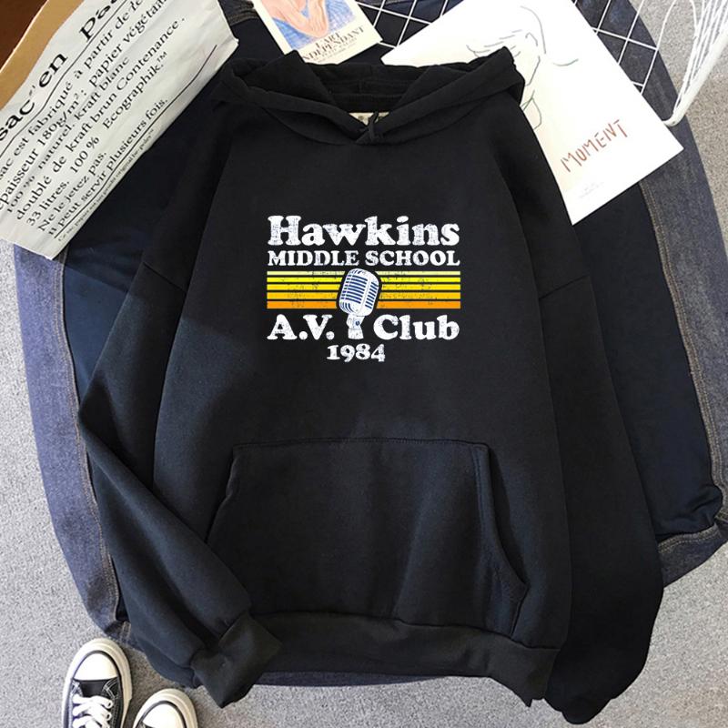 

Men' Hoodies & Sweatshirts Fremden Dinge 1983 Druck Harajuku Mode Frauen Warme Mit Kapuze Herbst Winter Fleece Casual Y2k Sportswear, Black