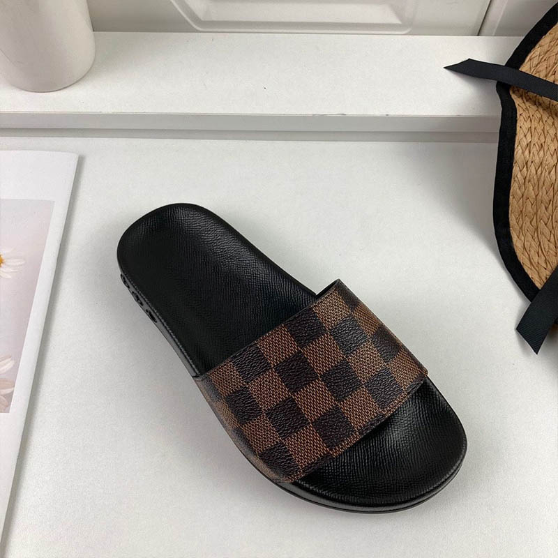 

Woman Slipper Designers Sandal Top Quality Flat Slides Sandals Slide Summer Wide Flats Slippery Flip Flop Size 35-46, Black