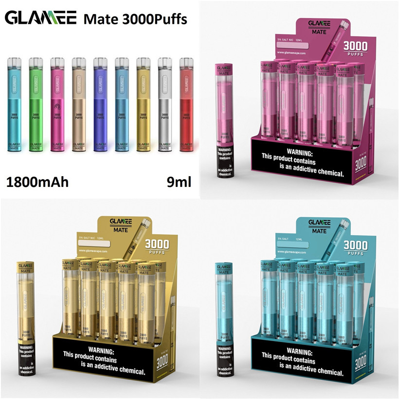 

Original Glamee Mate Disposable Pod Vape Device 3000 Puffs 1800mAh 9ml Prefilled Vapor Bar Stick Pen Starter Kit 100% Genuine