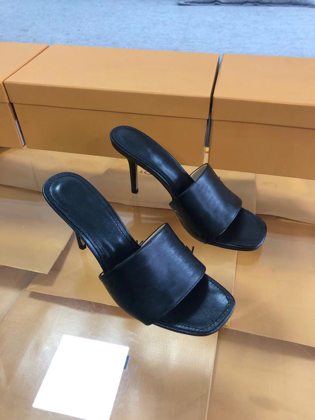 

Summer Design Sandals Weave Square Toe High Heels Quality Strange Style Slippers Gladiator Fashion Womens Sandal Slides Shoes EUR 35-41, Black