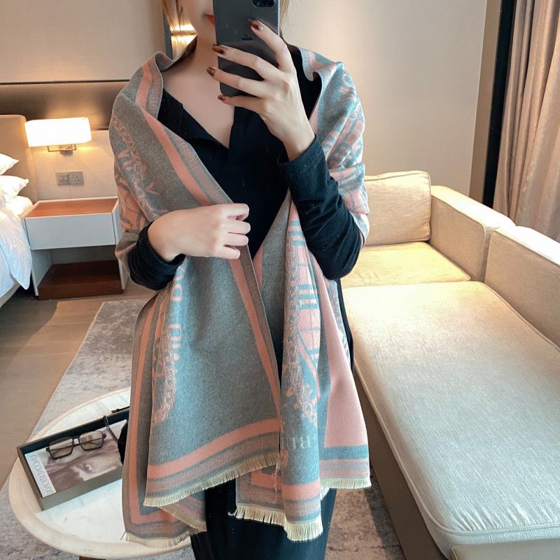

6Colors Classic British Style Grid Pattern Designer Cashmere Scarf Luxury Brand B Letters Autumn Winter Warm Women Soft Thicken Scarves Shaw, Blue;gray
