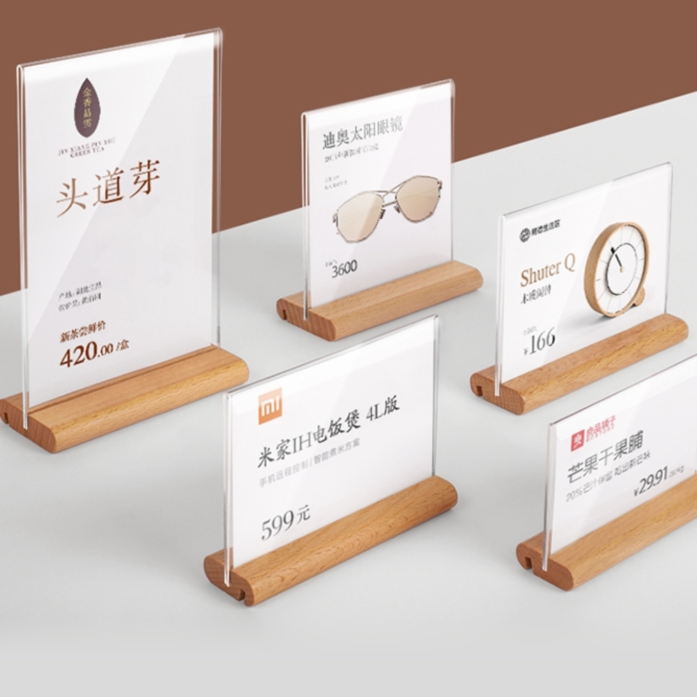 Wood Base Sign Holder T l Shaped Display Stand Picture Frame-image-754757854