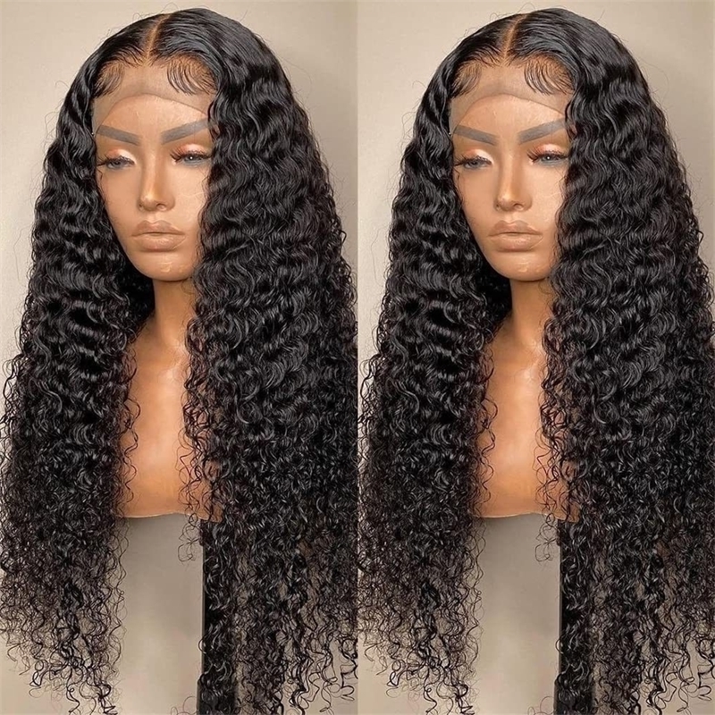 

front lace small Wig medium split long curl hair fashion explosive chemical fiber head cover, Black