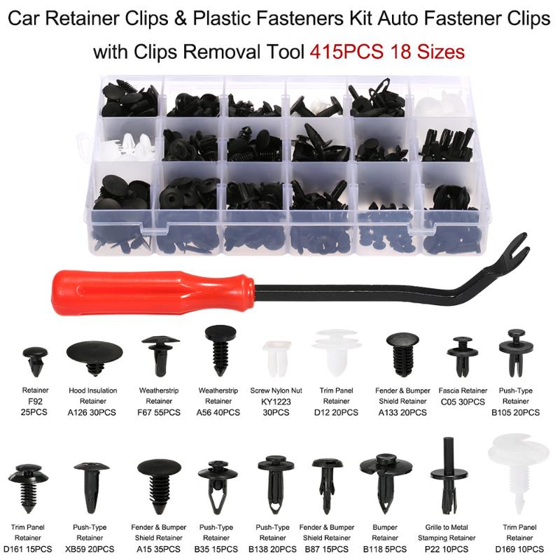 

Other Vehicle Tools 415PCS 18 Sizes Car Push Pin Rivet Trim Clips Plastic Fasteners Kit Auto Fastener With Removal Tool Styling