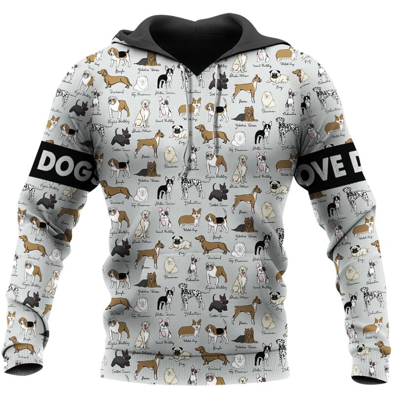 

Men's Hoodies & Sweatshirts Love Dogs 3D All Over Printing Clothing Fashion Unisex Casual Sweatshirt For Man And Women, Black