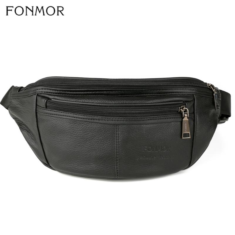 

Waist Bags Fonmor Womens Antitheft Bag Fanny Pack Genuine Leather Belt Purse Small Phone Key Black Men Packs Unisex