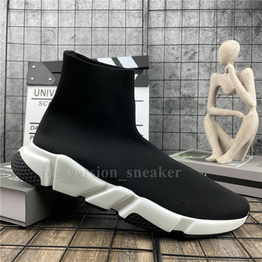 

Trendy Men Women Casual Shoes Sock Shoe SPEED 2.0 Sports Knitted Stretch Sneakers Speed Zapatillas Scarpe Race Chaussures Upgrade Black Oreo with Box, Beige 2.0