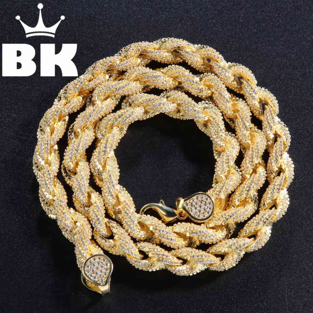 

8mm Cubic Zircon Rope Link Necklace Gold silver color Plated Luxury Copper Micro Paved CZ Cuban Chain 16/18/20/22/24inch X0509