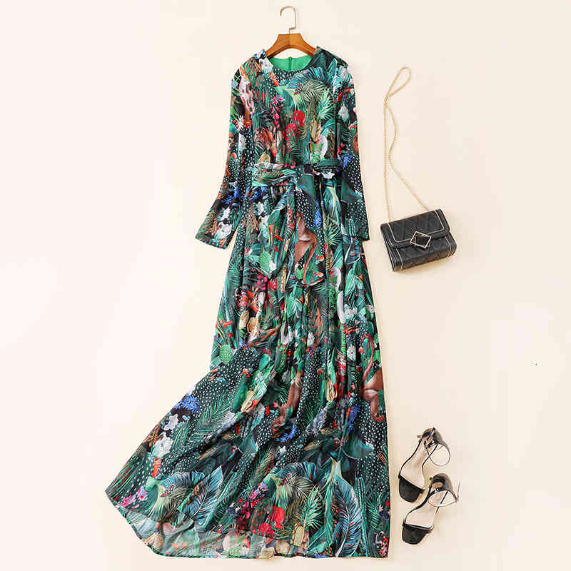 

Casual Dresses 2021 Spring for High Quality Women 65% maxi silk fashion long sleeves elegant bohemian b404, The pictures