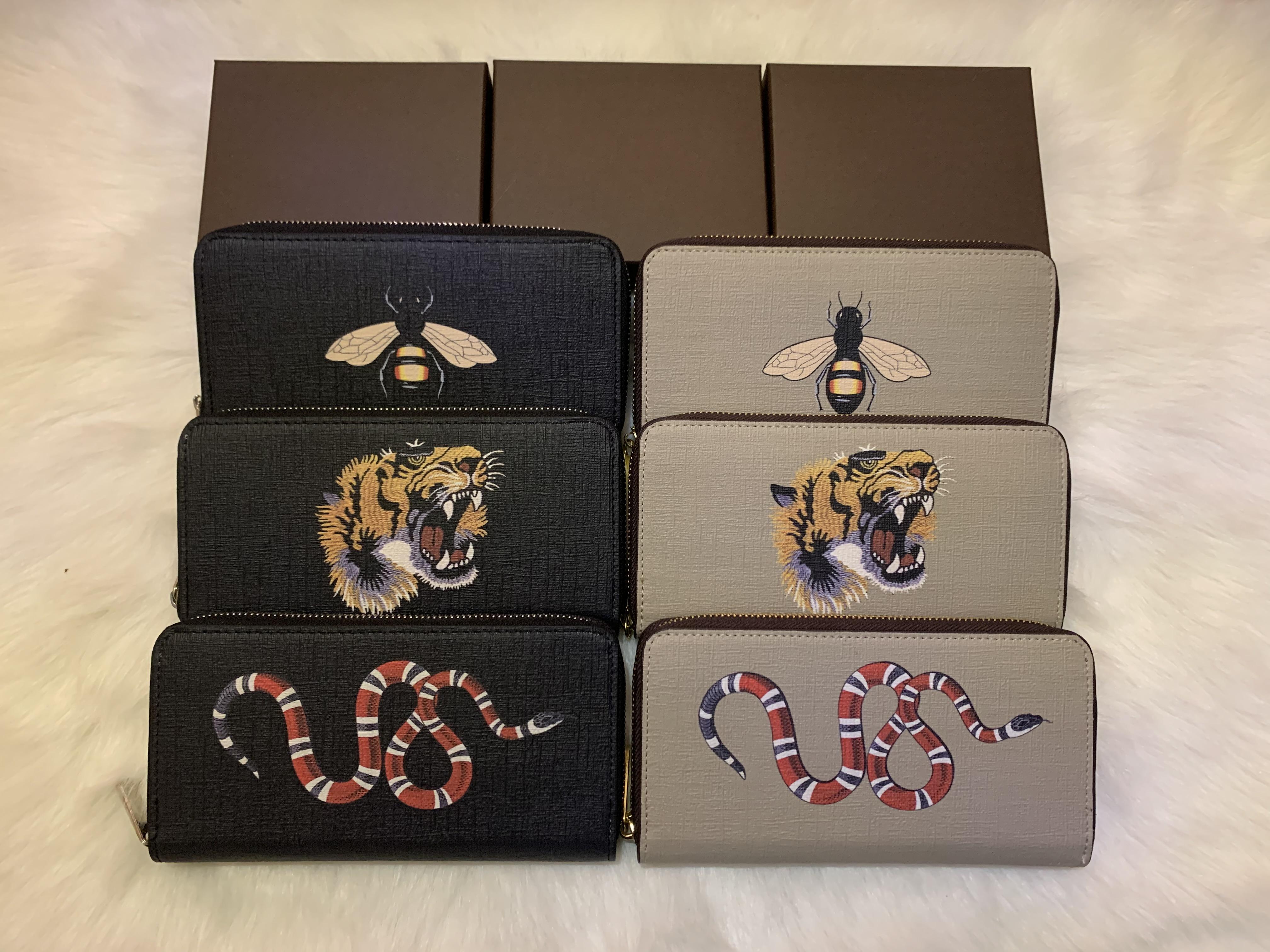 

High Quality bags with original box Men Animal Short Wallet Leather Black