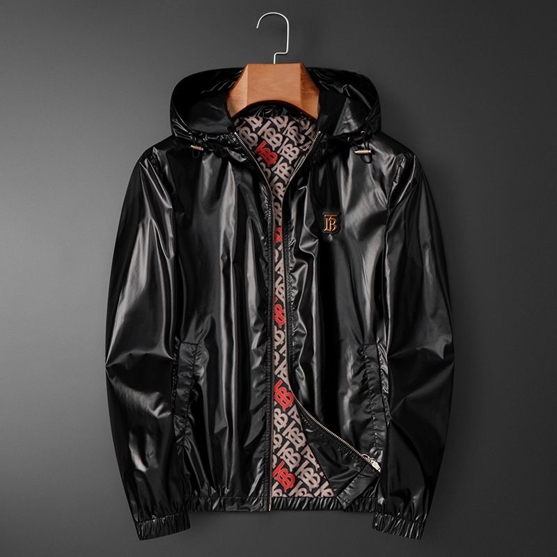 

Men's wear men's 2021 large size running Pu jacket hooded national move, Black