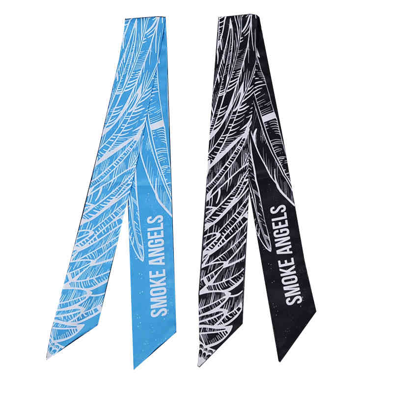 

Silk For Women Hair Letter Chain Printed Handle Bag Ribbons Brand Fashion Head Scarf Small Long Skinny Scarves Headband