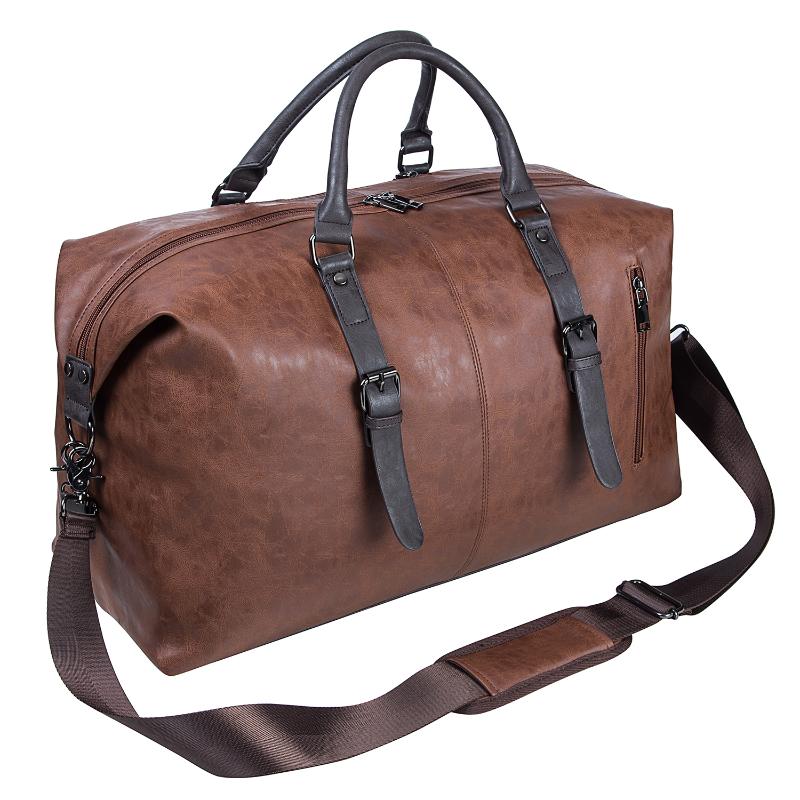 

Duffel Bags Oversized Leather Travel Bag, Weekender Overnight Bag Waterproof Tote For Men Or Women-Brown, Chocolate