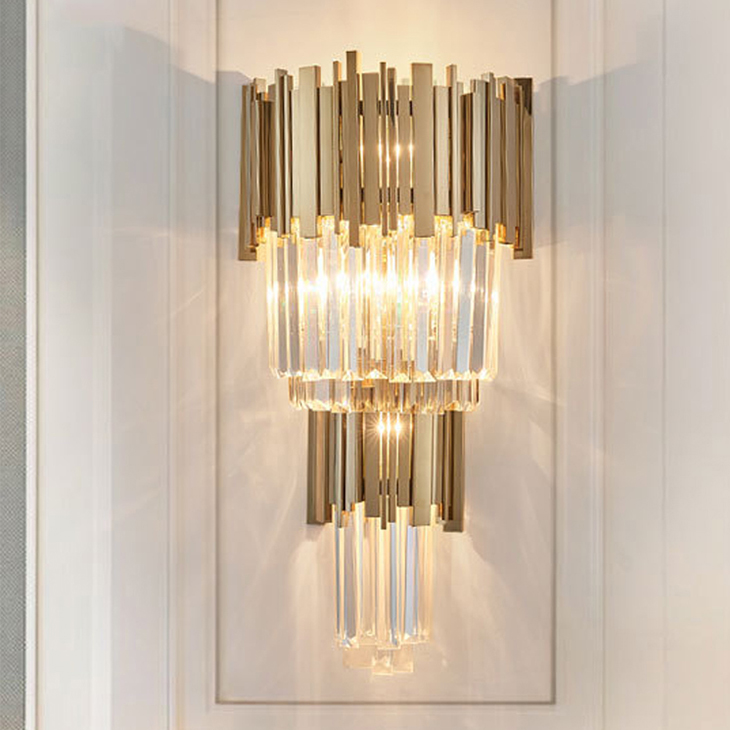 

Modern crystal wall lamp gold sconce lights AC110V 220V fashion luxury lustre living room bedroom light fixtures mirror headlight