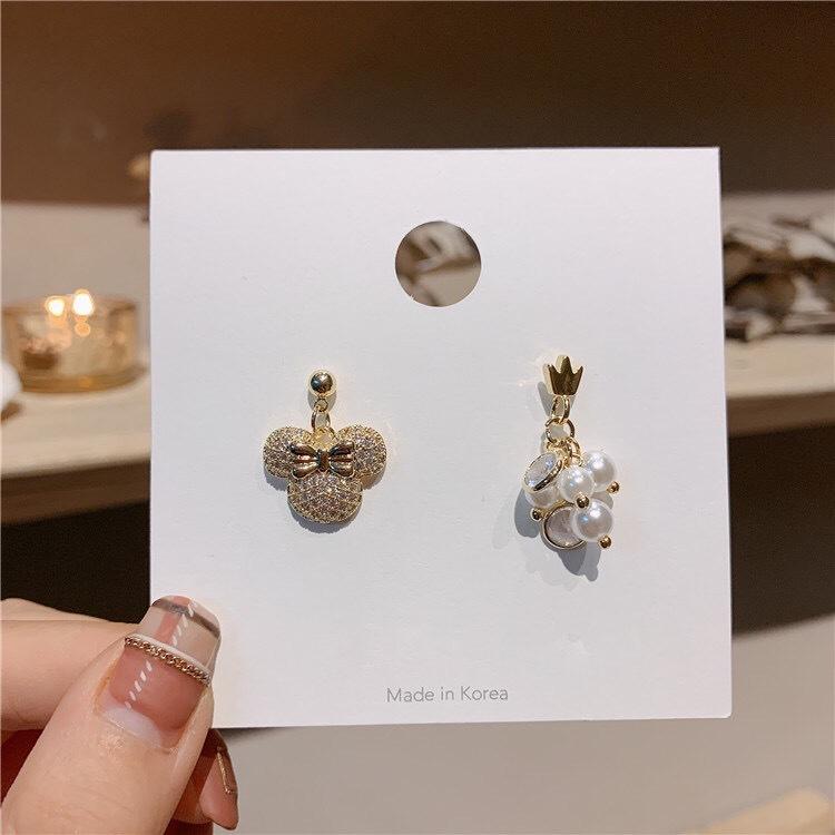 

Earrings & Necklace Pearl Crystals Cute With Mouse Silver-plated Cartoon Romantic Charm Wedding Jewelry Wholesale Accessories For Girls