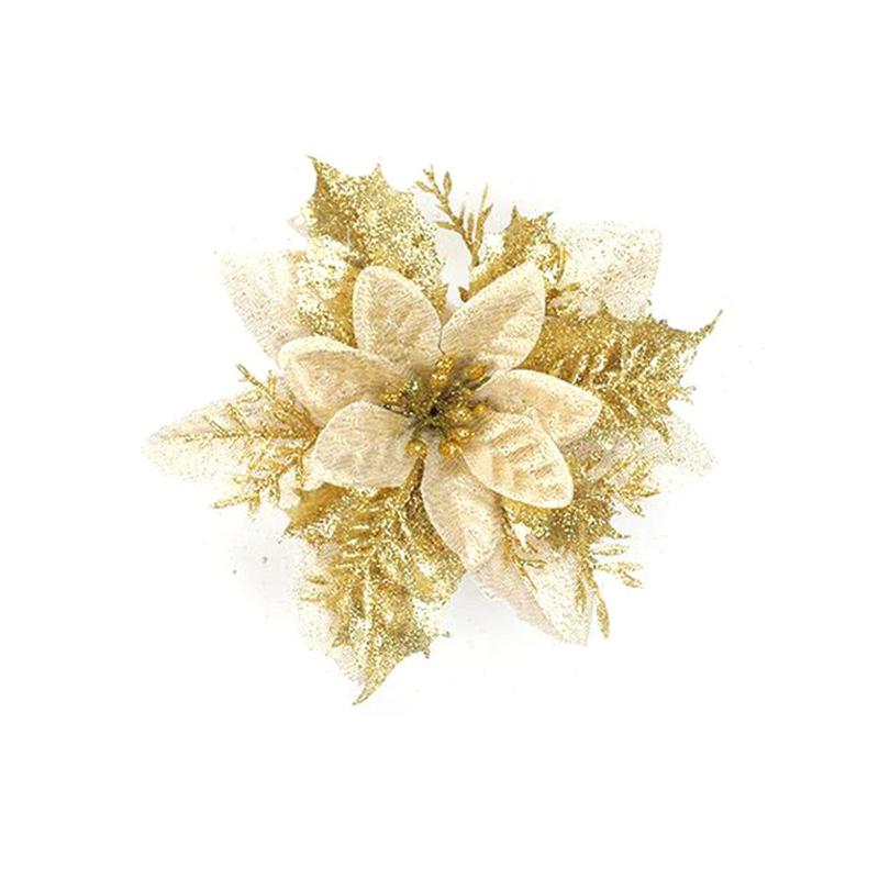 

Christmas Decorations Glitter Poinsettia Artificial Flowers 10PCS Tree Ornaments For Wreaths Garland