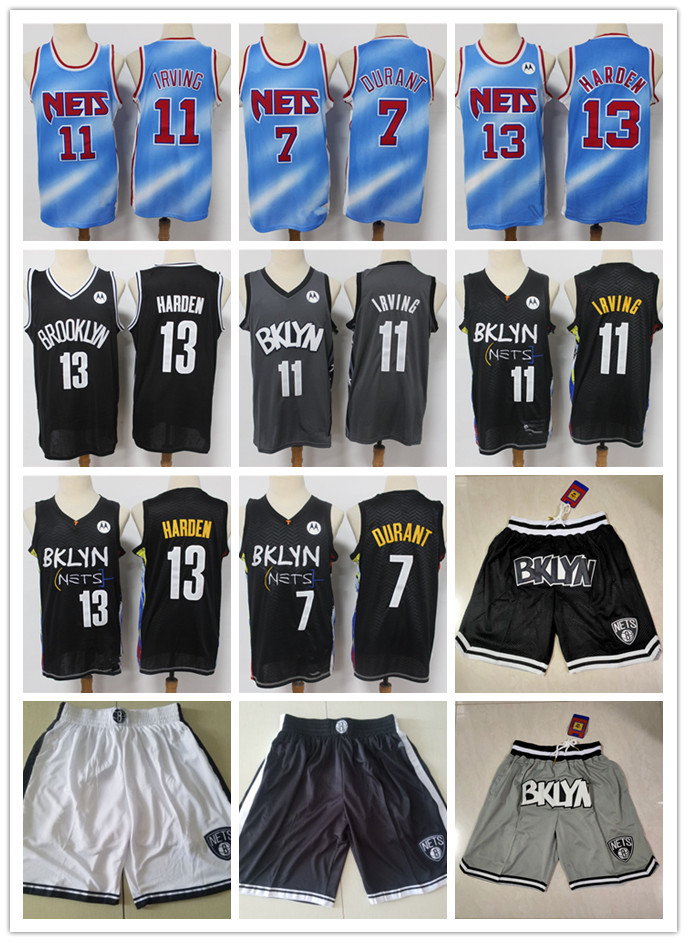 

Mens Throwback Jersey Kyrie Kevin 7 Durant 11 Irving James 13 Harden Basketball Shorts Basketball Jersey black navy white, Black;red