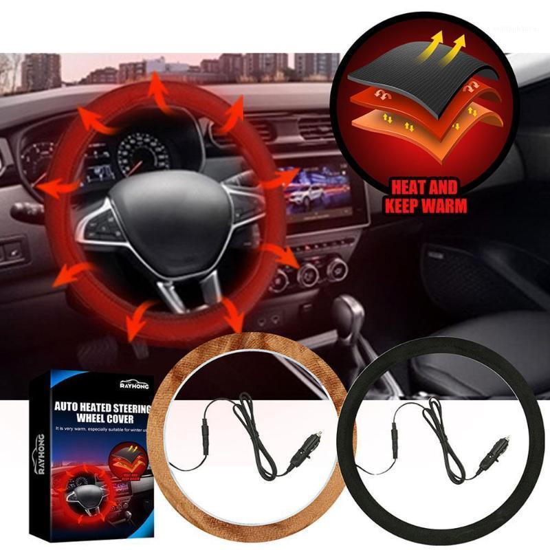 

Steering Wheel Covers Universal 14.5-15.5 Inch Heating Sleeve 12V Car Cover Winter Warm And Comfortable