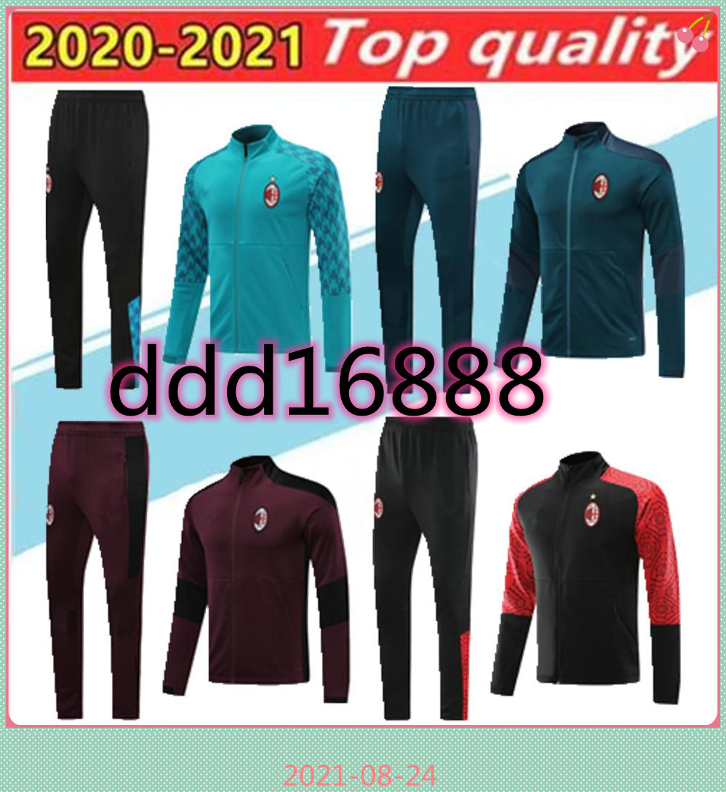 

new 2021 AC Milan tracksuit survetement jacket 20/21 CALHANOGLU Ful soccer sportswear Size -2XL, Black
