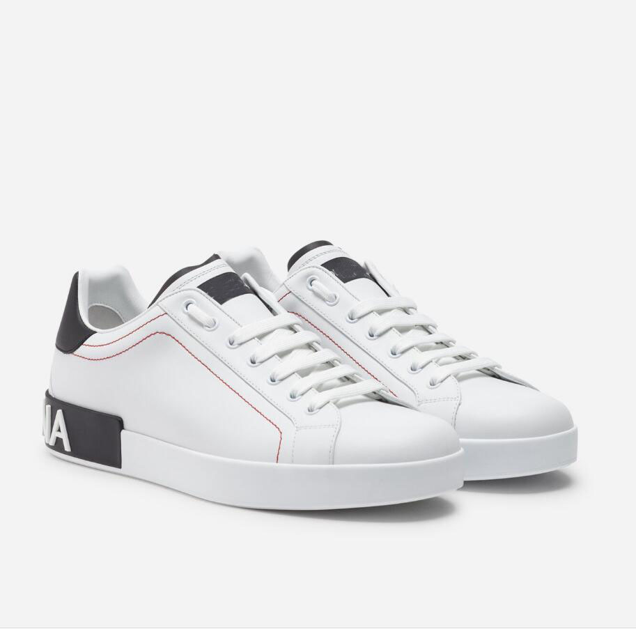 

21S Outdoor Sports Shoes !! Perfect Calfskin nappa Portofino Sneakers White Leather Casual Walking Nice Famous Trainers EU38-45 With Box