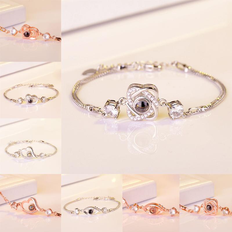 

Bangle Fashion Women Bracelets 100 Languages I Love You Valentine's Day Present Memory Projection Bracelet Jewelry Gift For Ladies