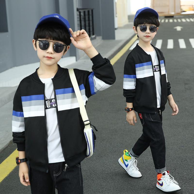 

Jackets Kids Boys Spring / Autumn Spell Color Long-sleeved Jacket Big Virgin Casual Baseball Uniform Coat 4-12 Years Old, Blue;gray