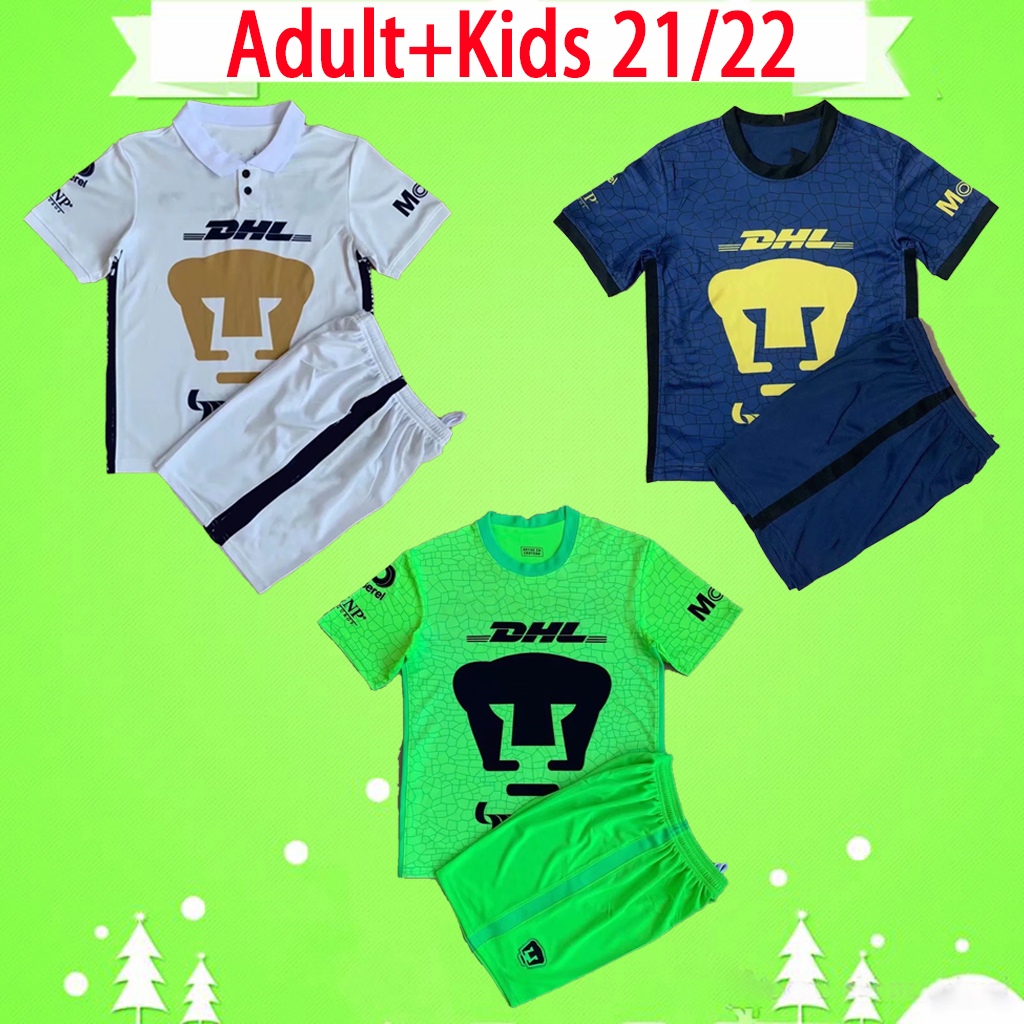 

Mens + Kids Kit with shorts 21 22 Mexican Football Club UNAM lion soccer jerseys boys sets home away camiseta 2021 2022 Adult suit shirts LI, Black