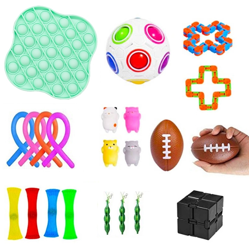 

22Pcs Fidget Toys Anti Stress Sensory Squeeze Toy Set pops it Bubble Strings Marble Relief Kits Funny Antistress Adults Boy Gift 210330