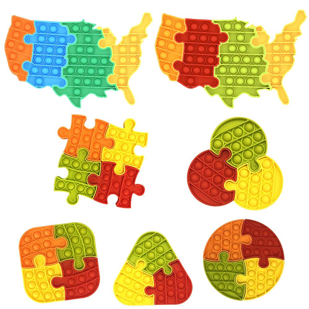 

US STOCK Rainbow puzzle Decompression Fidget Toy Party Favor Sensory Push Bubble Autism Special Needs Anxiety Stress Reliever